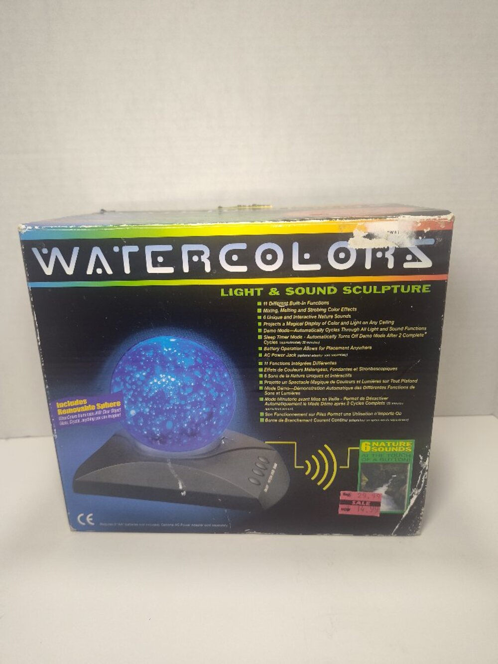 Can You Imagine WaterColors Light & Sound Sculpture Glass Sphere Tested w/box